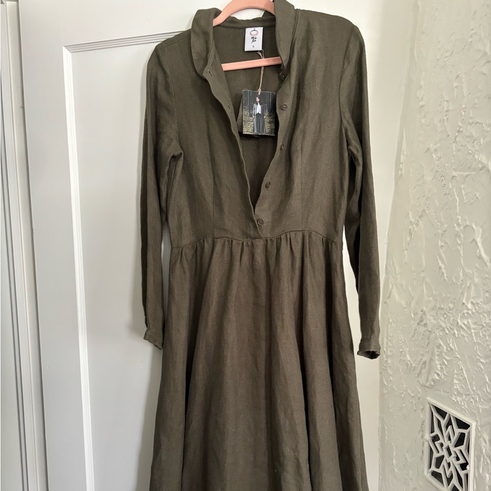 Son de Flor Classic Long Sleeve Linen Dress